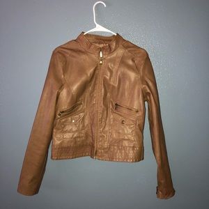 Faux leather minus the leather light brown jacket